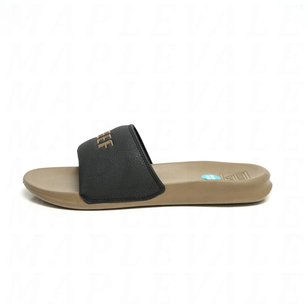Reef One Slide Sandal - Men's Sz 8 - Black/Fossil Brown Beach Slides CJ5733 NWT